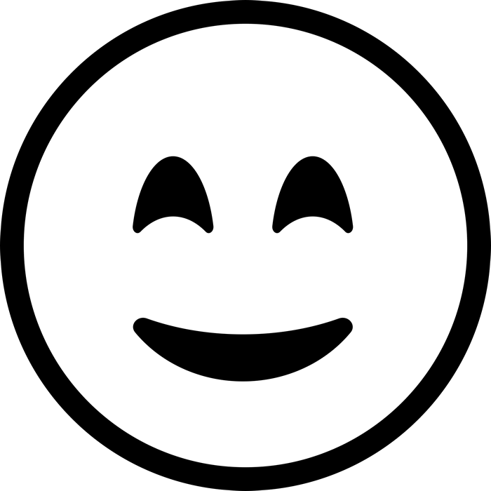 happy face emoticon black and white