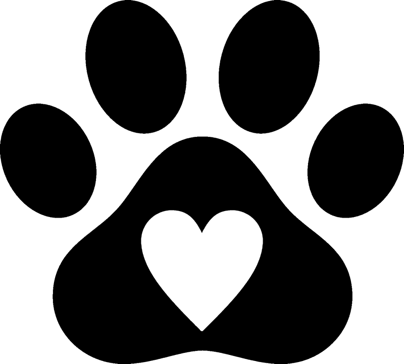 black paw print heart